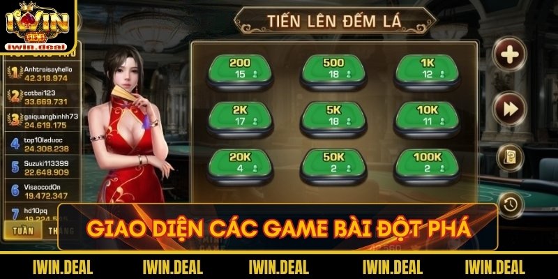 Giao diện các game bài đột phá 