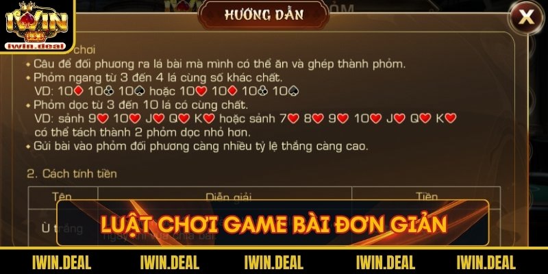 Luật chơi game bài đơn giản 